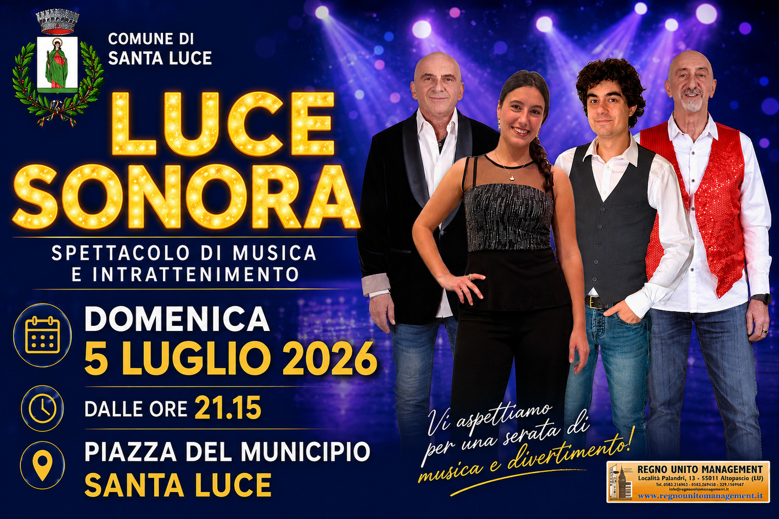 luce sonora spettacolo 5 luglio 2026