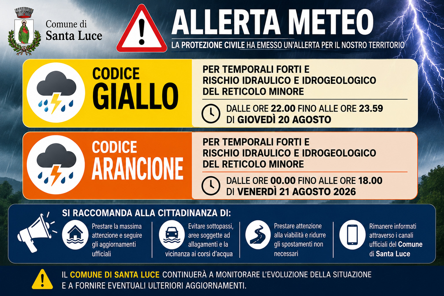 allerta arancione agosto 2026