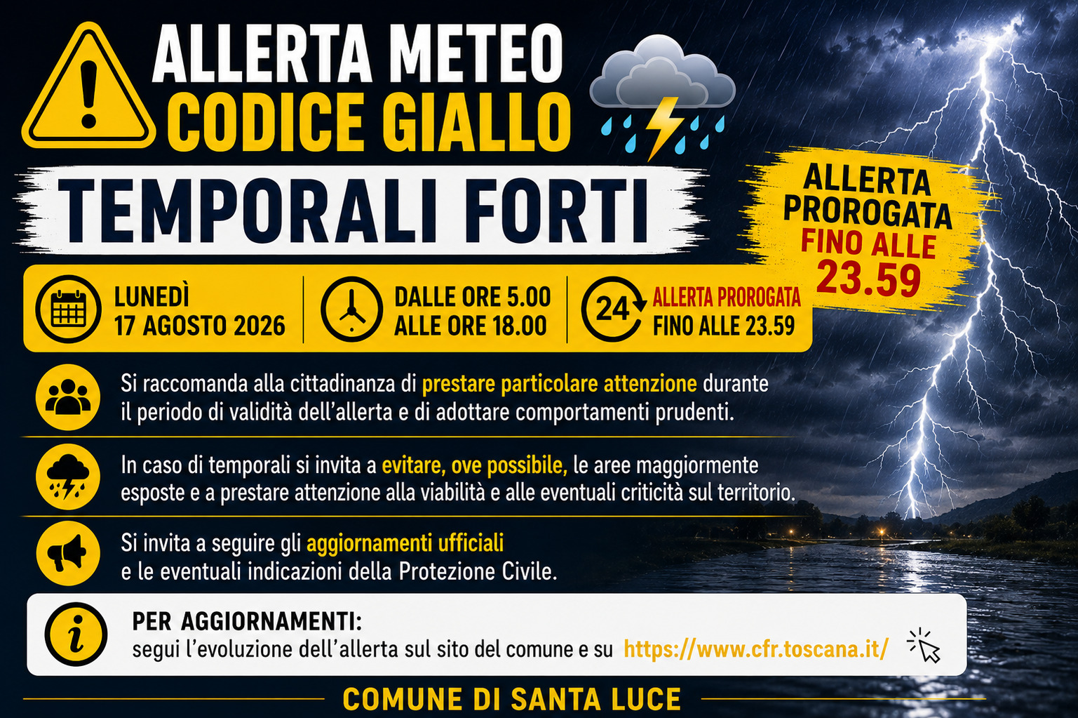 allerta gialla prorogata
