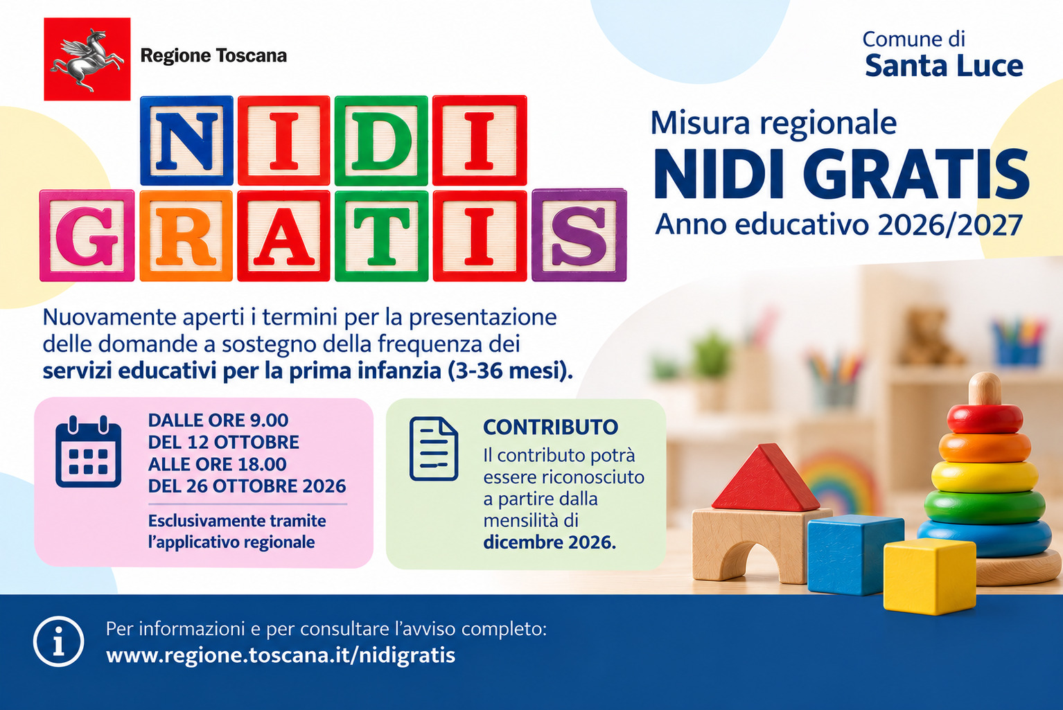 riapertura termini nidi gratis ae 26 27