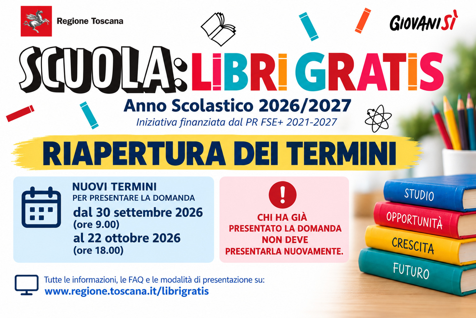 libri gratis 2026 riapertura temini