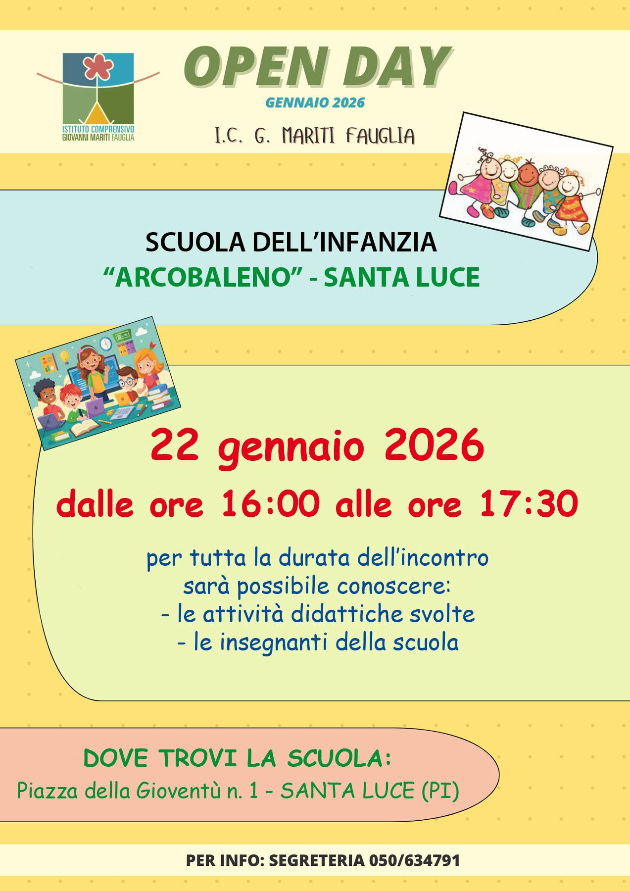 Open day scuola infanzia santa luce gennaio 2026